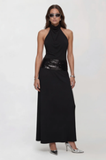 Midnight Noir Halter Dress