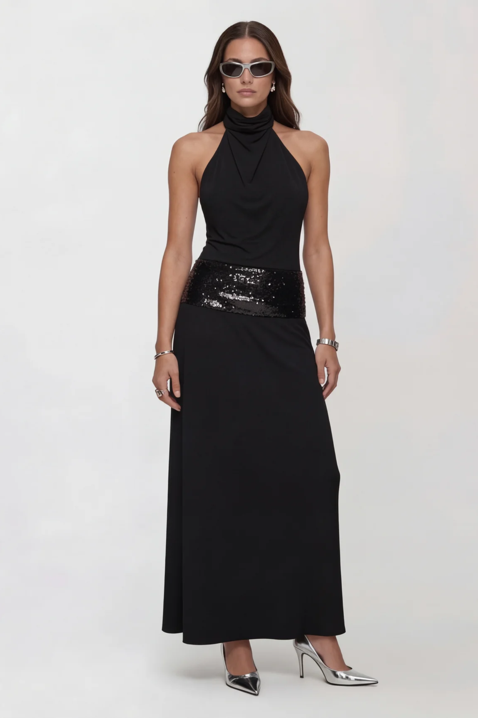 Midnight Noir Halter Dress