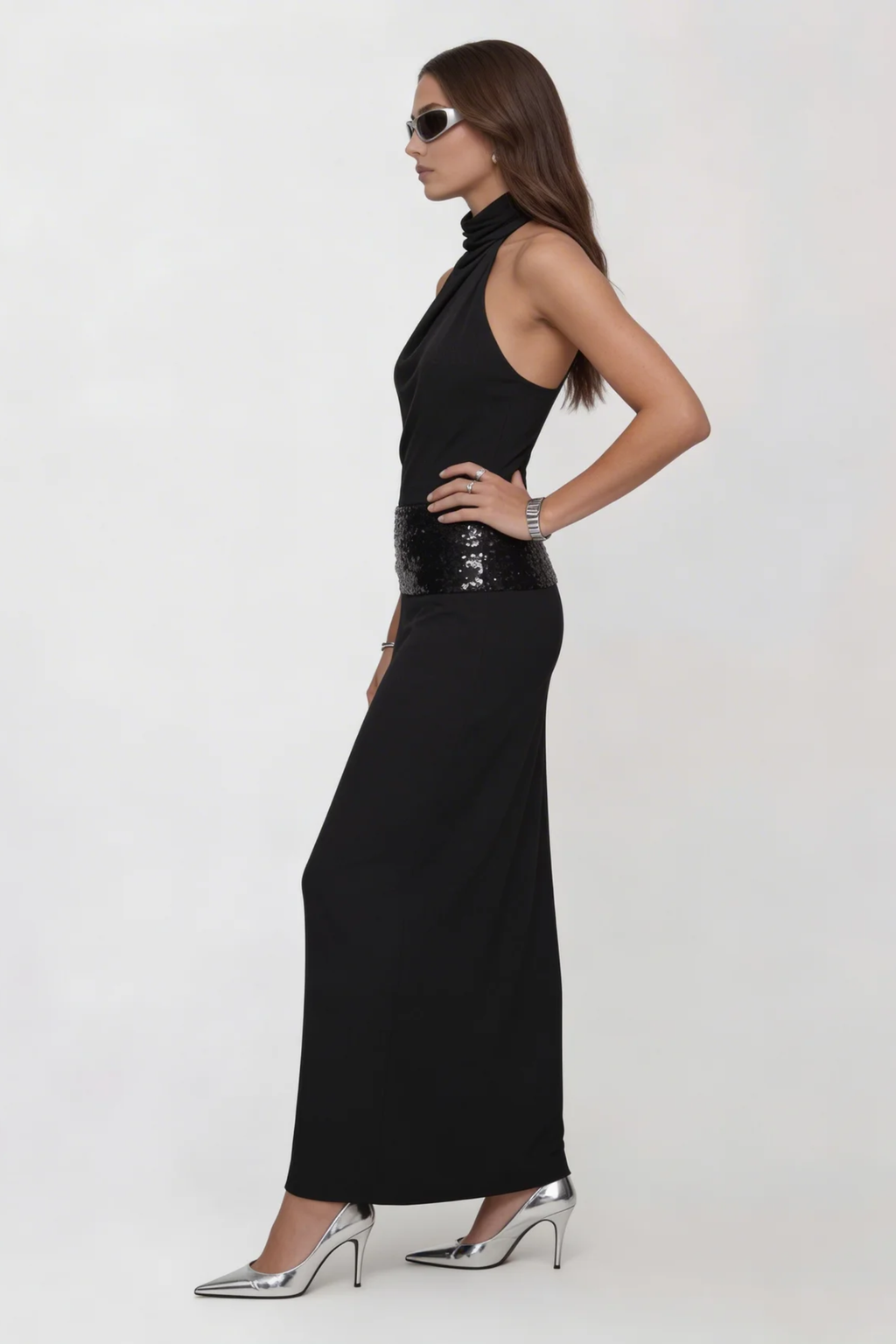 Midnight Noir Halter Dress