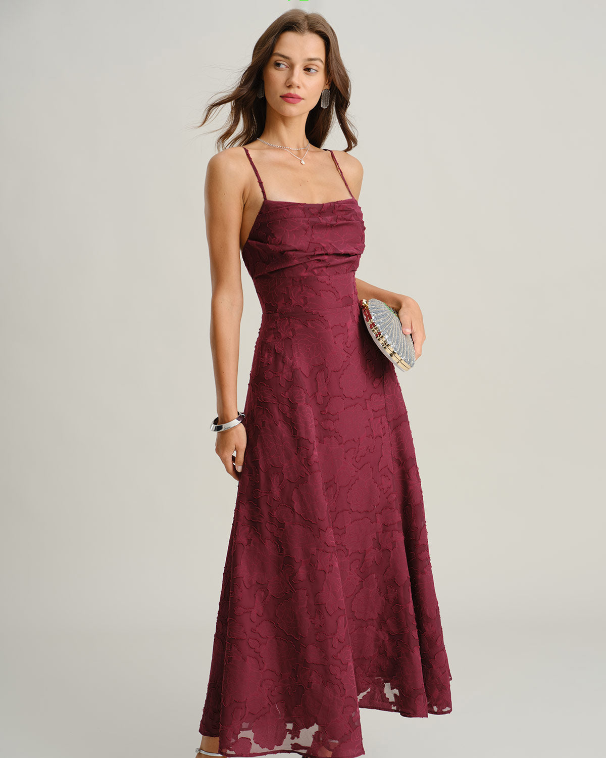 Women's Maxi Dress A-Line Draped Neckline Thin Straps Floral Pattern