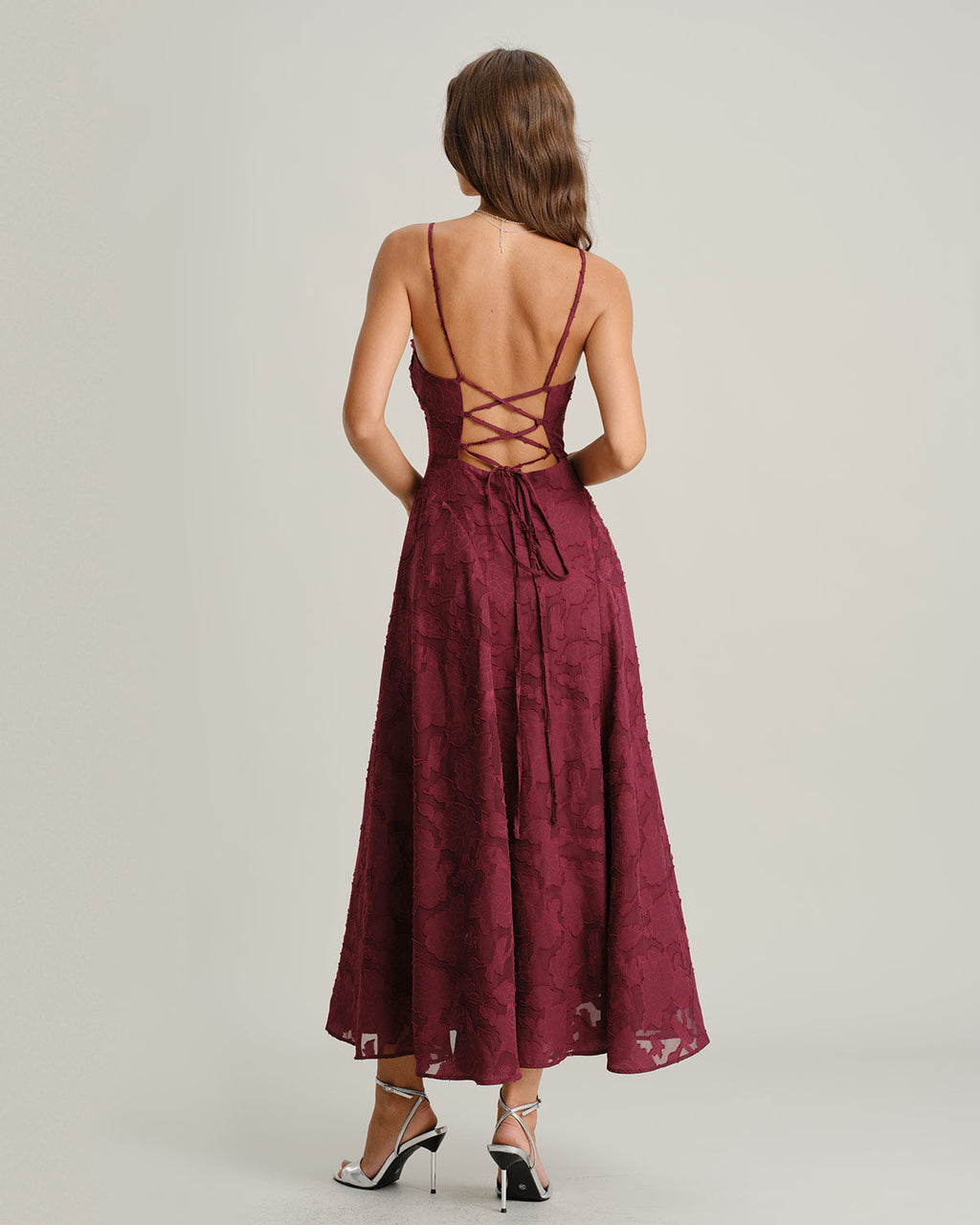 Women's Maxi Dress A-Line Draped Neckline Thin Straps Floral Pattern