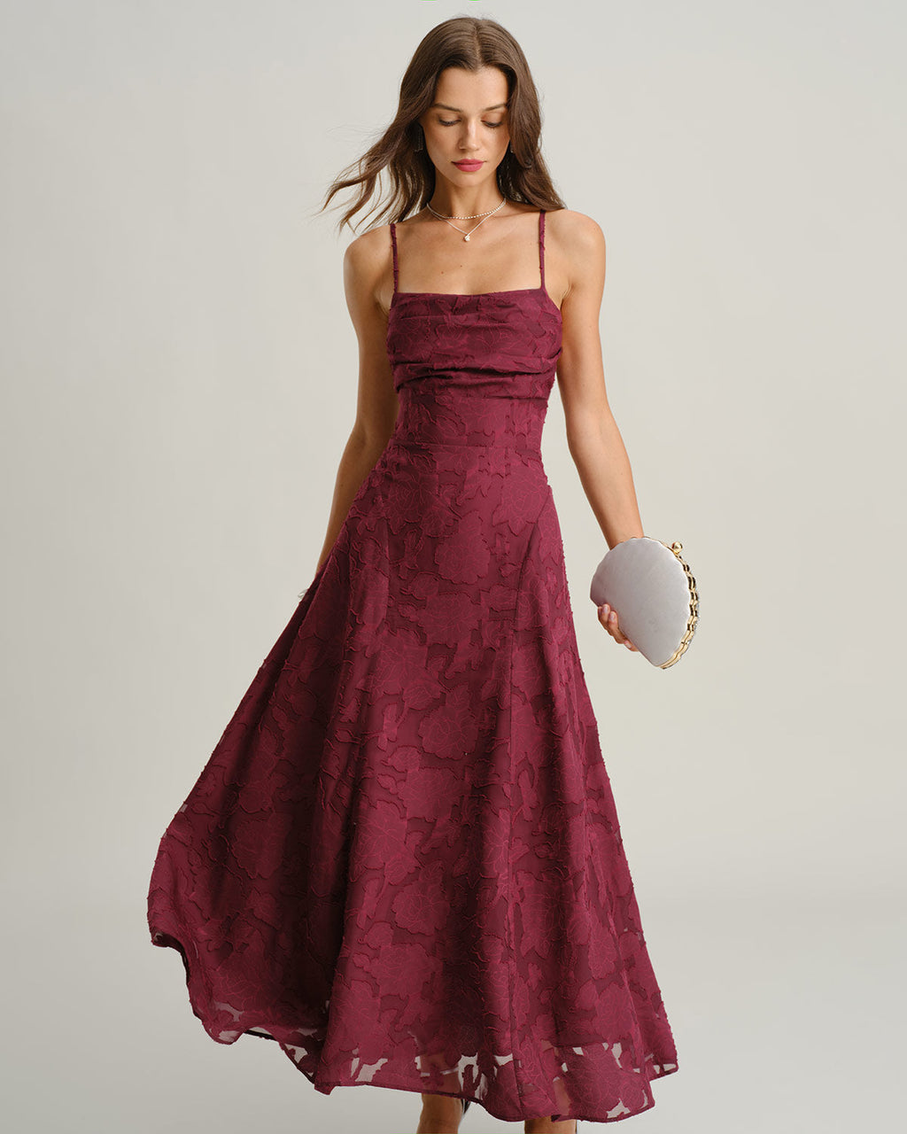 Women's Maxi Dress A-Line Draped Neckline Thin Straps Floral Pattern