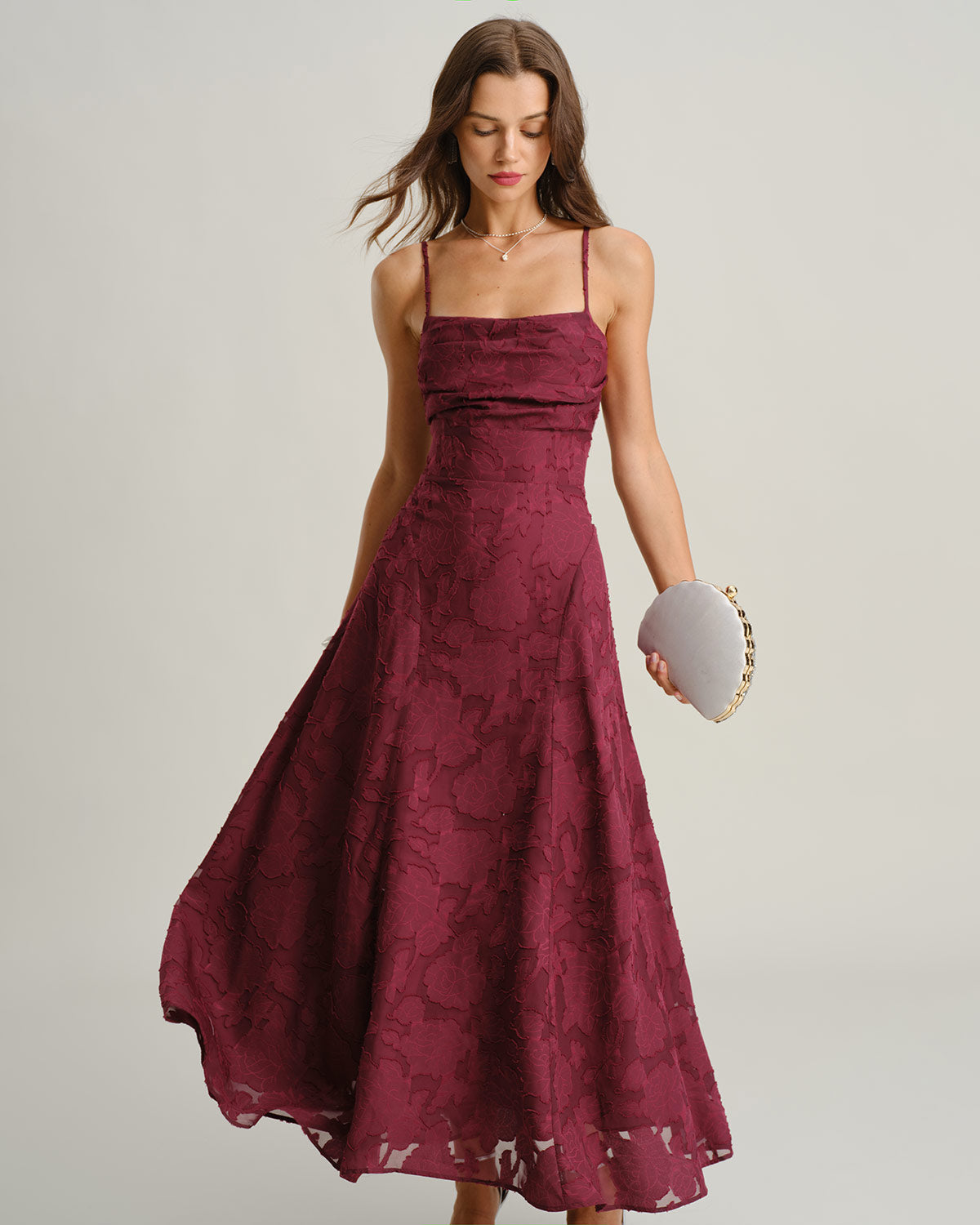 Women's Maxi Dress A-Line Draped Neckline Thin Straps Floral Pattern